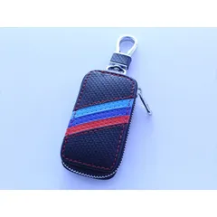 BMW Mカラー カーボン レザー キーケース タイプB PUレザー製 カラビナ付き 送料無料 ジッパータイプ Mライン Mスポーツ Mパフォーマンス 高級 キーカバー カーボン キーホルダー【カー用品のお店BeeTech】車用品 カーアクセサリー