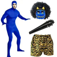 新品 5件のスーツ節分 赤鬼 リアル 青鬼 節分豆 郷土 絶泣 鬼面 フェイス [BXINF] マスク (青鬼セット)