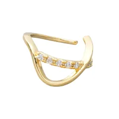 【ゴールド × フリーサイズ】[Cream dot. クリームドット公式] イヤーカフ レディース イヤーカフ 金属アレルギー ニッケルフリー ビジューライン ウェーブ メタル 艶 小さめ イヤカフ 片耳用 大人 上品 微調整可能