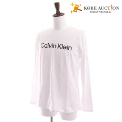 ■ カルバンクライン Tシャツ 長袖 トップス 丸首 ロゴ メンズ XL ホワイト タグ付き 新品 未使用