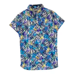 サイズ：L CALLAWAY キャロウェイ  半袖ポロシャツ ロゴ刺繍 花 総柄 ネイビー系 [240101208841]# ゴルフウェア レディース ストスト