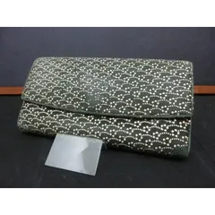 中古品 印傳屋 長財布 小銭入れ付き 本革 緑 花柄のサムネイル