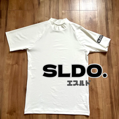 SLDO. エスルド/ホワイト/ 半袖モックネック カットソー3Dロゴ/ゴルフ/メンズ