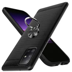 【新着商品】薄型 スマホケースリング 柔軟 衝撃吸収 tpu 米軍MIL規格取得 SCG07カバーシリコン 保護カバー 黄変防止 SC-54A 指紋防止 軽量 5Gケースリング付き耐衝撃 耐久性 A51 専用カバー ブラック Galaxy 黒R0105-83-