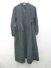 ◇ ECRIRE 陽コラボ ボックスタック 無地 長袖 膝下丈 ワンピース サイズM ブラック レディース P  【1402160006691】