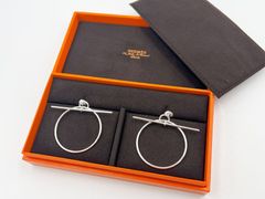 HERMES エルメス Ohrringe Loop MM ループ ピアス ミディアム 両耳 925 シルバー H114504B 超美品