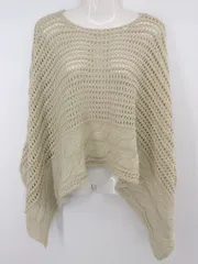 ◇ ◎ ●未使用● willfully 透かし編み ゆったり 抜け感 長袖 ニット セーター ポンチョ サイズF ベージュ レディース P 1308010006944のサムネイル