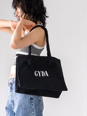 GYDA ジェイダ トートバッグ キャンバス ショッパー風 ロープハンドル ブラック GY-B191 CANVAS BUNNY ロゴ