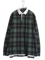 【お得なクーポン配布中!】 90s ポロ ラルフローレン チェック 長袖 ラガーシャツ メンズ М / オールド ラグビー 長袖シャツ ポロシャツ ヘビーウェイト マルチカラー