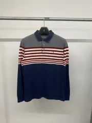 メンズ HAZZYS(へジス) ストライプ バイカラー 長袖Tシャツ ポロTシャツ Tシャツ ラグビーシャツ ピケTシャツ PK