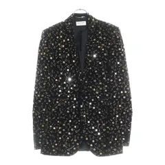 SAINT LAURENT PARIS (サンローランパリ) 19AW Velvet Jacket With Astrology Embroidery ビジュー装飾 1B ベルベット ジャケット ネイビー 554014のサムネイル