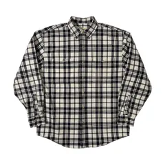 90s Eddie Bauer エディーバウアー 白タグ チェック柄 オックスフォード 長袖シャツ S(海外サイズ) /メンズ/ビンテージ/ホワイト×ネイビー