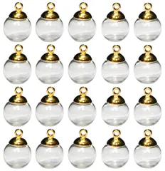 【在庫処分】starPG ガラスドーム キャップ付 ピアス チャーム レジン アクセ ホビー用 アクセサリー パーツ 20個セット (薄口S 12mm ゴールド)