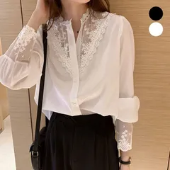 ブラウス レディース 刺繍 シャツ レースブラウス 長袖 トップス 大人セレブ カットソー おしゃれ カジュアル 可愛い シンプル 韓国ファッション 春 夏 秋 新作nvrhua02