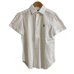 美品 Polo Ralph Lauren ポロラルフローレン ポニー刺繍 シアサッカー 半袖 ボタンダウン BDシャツ ブラウス XSサイズ ホワイト レディース 古着 中古 USED