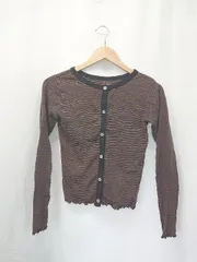 ◇ ⊇ Robert P.Miller ボーダー 長袖 カーディガン サイズF ブラウン ブラック レディース E  【1411070016409】