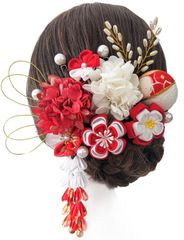 勝山髪飾り 七五三 7歳 ～ 成人式 (紅白) 鶴 - メルカリ