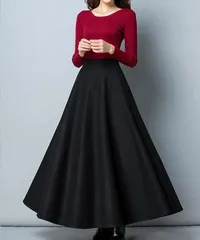 スカート レディース ウール混 フレアスカート ボトムス Aライン フレア レディース ロングスカート ロング マキシ 膝下 ひざ下 大きいサイズ ゆったり マキシスカート ギャザースカート ハイウエストスカート 無地 春 秋 冬 xzjhunh#