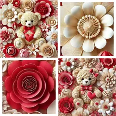 初級 フル ダイヤモンドアート キット ビーズ刺繍 テディベア 熊 ペーパーフラワー 花 モザイクアート リハビリ 趣味 絵画 カラービーズ ハンドメイド