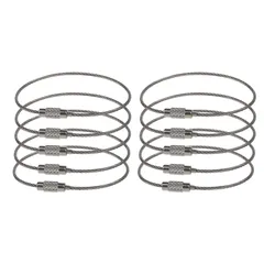 ステンレスワイヤーリング  ワイヤーロープ  キーリング  ワイヤーチェーンキーホルダー  キーファストハングリング  荷物アクセサリー  1.5x150mm  10個セット（シルバー）