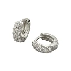 【シルバー × 6mm】[Cream dot. クリームドット公式]キャッチレス 中折れ 開閉式 ワンタッチ フープ パヴェ ビジュー ミニ 3サイズ 大人
