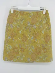 ◇ NATURAL BEAUTY BASIC 総柄 台形 スカート サイズS マスタード系 レディース E  【1302040001696】