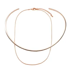 【B：ピンクゴールド×アソート】[Cream dot. クリームドット公式] ネックレス レディース 2点セット チョーカー チェーン 20種類 金属アレルギー ニッケルフリー ネックカフ 3way ヴィンテージ調 マット 大人 