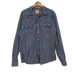 Levi's リーバイス ウエスタンシャツ 長袖 シャツ スナップボタンダウン インド製 XLサイズ ブルー