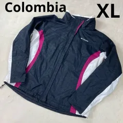 Colombia コロンビア　ナイロンジャケット レディース　ワンポイント刺繍ロゴ　ブラック総柄USA古着　アウトドア　キャンプ　フィッシング 登山　スポカジ　ジップアップ　ブルゾン