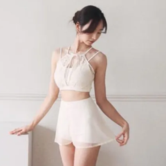 Reti（レティ）｜Lenique polewear（レニーク　ルニーク）Cream（クリーム）　ポールダンスウェア　かわいい　おしゃれ　大人　韓国