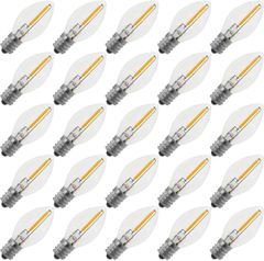 おしゃれ！ C7 LEDフィラメント ストリングライト電球 25個入 2700K 口金E12 0.6W(7W相当)  ビアガーデン・花見最適 シャンデリア交換用