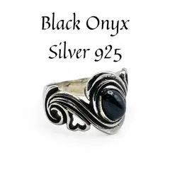 【ブラックオニキス】 Silver 925 刻印 90s Vintage Ring シルバー ヴィンテージ リング 17号 クラシック　ユニセックス