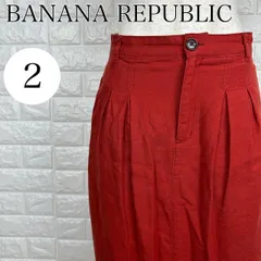 バナナリパブリック BANANA REPUBLIC 2サイズ リネンブレンド タイトスカート レッド 【A1643-00】