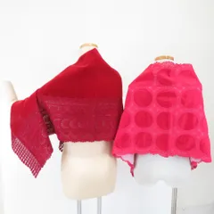 ショール 2点セット レーヨン ベルベットショール 赤ピンクｘワインレッド