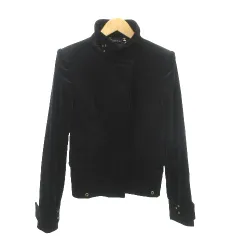 グッチ GUCCI 美品 ベロア ジャケット ハイネック ボタン タイト パッド入り 長袖 イタリア製 無地 厚手 7号 S～Mサイズ 黒 ブラック ■GY24のサムネイル