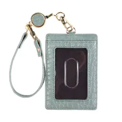 ☆ ミント/クロコ型押し ☆ LIZDAYS リールストラップ付きパスケース LIZDAYS リズデイズ パスケース lz-66301 パスケースリール付き レディース メンズ 定期入れ icカード 2枚 リール付き PUレザー フェイクレザー