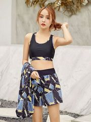 体型カバー 3点セット 水着 レディース 上下セット セパレート タンキニ ラッシュガード ショーパン ショートパンツ 上着 女性 おしゃれ かわいい 露出控えめ スポーティー 女の子 海水浴 温泉 韓国風 df124wy