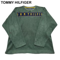 TOMMY HILFIGER トミーヒルフィガー フラッグタグ オールドトミー 90s デカロゴ 刺繍 フリース メンズ レディース スウェット Lサイズ