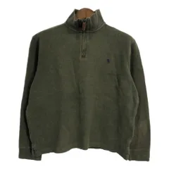 Polo by Ralph Lauren ポロ ラルフローレン ハーフジップ コットンセーター オリーブ (メンズ M) 中古 古着 S6107