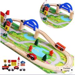 おもちゃ 木製電車 列車  車 橋 レール セット　プレゼント ギフト