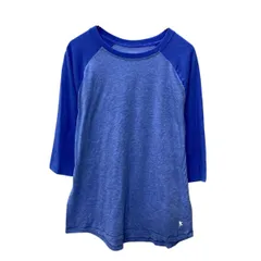 DANSKIN NOW 七分袖 ラグランTシャツ キッズ L 160～ ブルー 杢ライトブルー ロンT ロングTシャツ 古着卸 アメリカ仕入 a704-5415