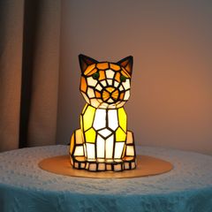 ナイトライト ベッドサイドランプ 卓上ライト オブジェ ステンドグラス 猫 ねこ ネコ 間接照明 インテリア 寝室 授乳ライト テーブルライト テーブルランプ オシャレ ギフト プレゼント 誕生日 贈り物