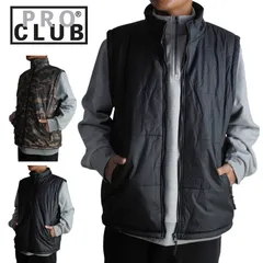 プロクラブ PRO CLUB メンズ ベスト125 PADDING VESTパディングベストBLACKブラック CAMO カモフラージュ中綿 フリース ストリート 大きいサイズ 迷彩 黒