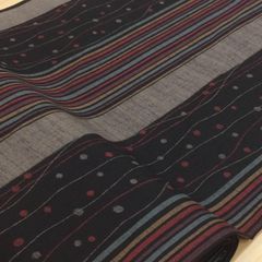 約110×34cm　和柄  変わり縞・水玉文様 抜染め サザンクロス KTS1852 ブラック　生地 布地  布 ハンドメイド