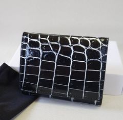 【新品】メジクロコダイル 折り財布 二つ折り 目地染 財布 レディース メンズ ワニ革