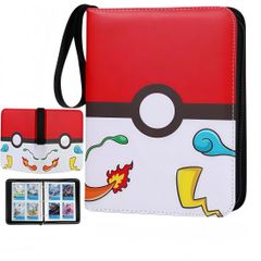 カードファイル 4ポケット（400枚収納） レッド×ホワイト柄　コレクションカードバインダー コレクションファイル シート 大容量 PU皮套 カードシート カードィングカード サイズ対応 スターカードゲーム 他のカード 適用