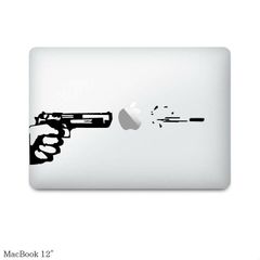 【全機種対応】Macbook ステッカー スキンシール 拳銃と弾丸