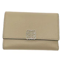 LOEWE / ロエベ | スモールバーティカル レザー アナグラム コンパクトウォレット 財布 | グレージュ | レディース