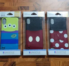 iPhone XS ／ iPhone X ディズニーハードケース PUレザーケース ハードカバー カードポケット付き クリーニングクロス付き  エイリアン／ミッキーマウス／ミニーマウス