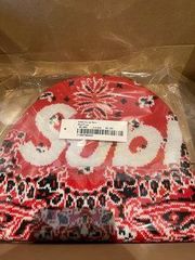 Red Supreme Bandana Big Logo Beanie